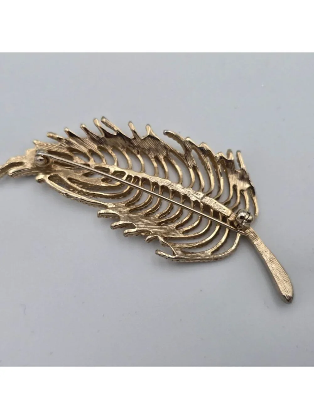 Gold-Tone Leaf Brooch Pin With Textured Design By Monet 3